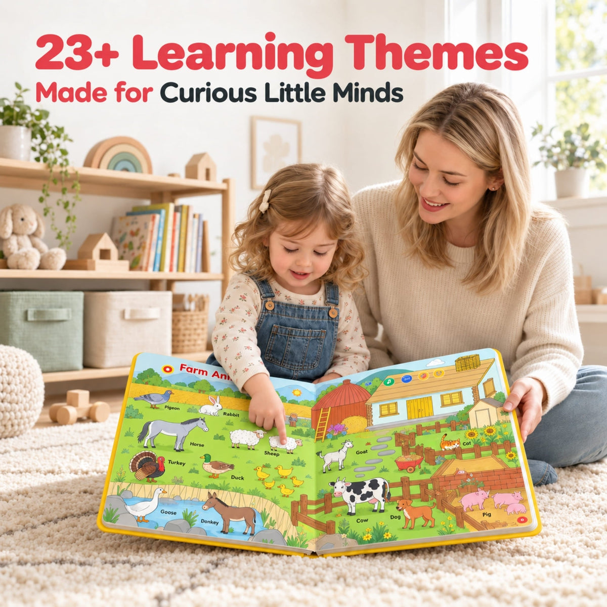 Mother and child exploring 23 learning themes