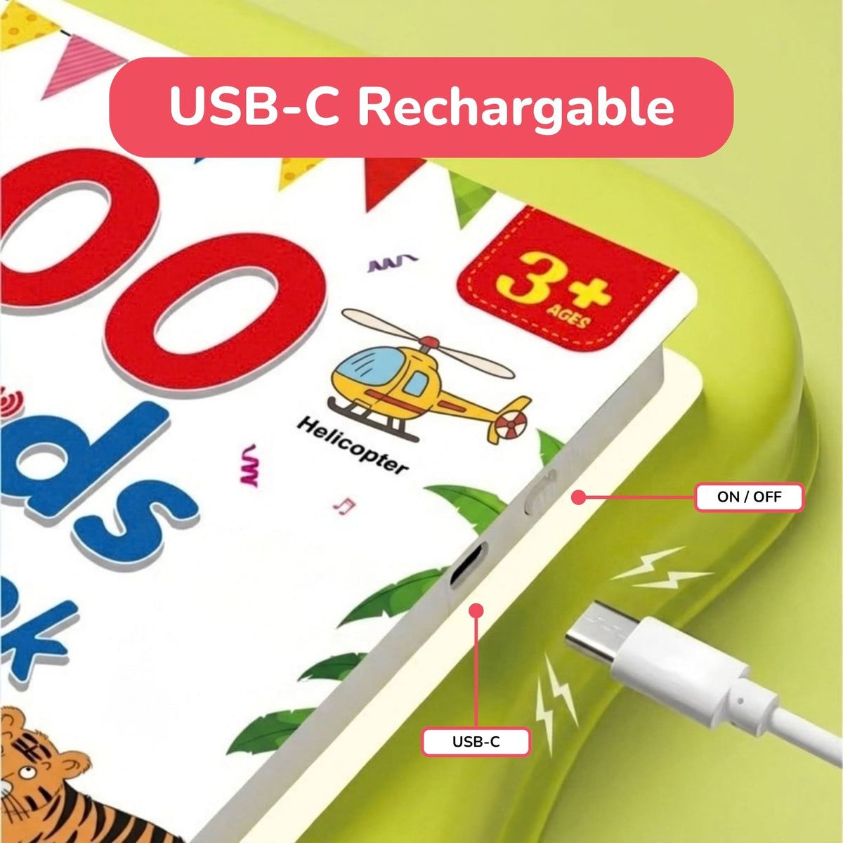 USB-C rechargeable sound book